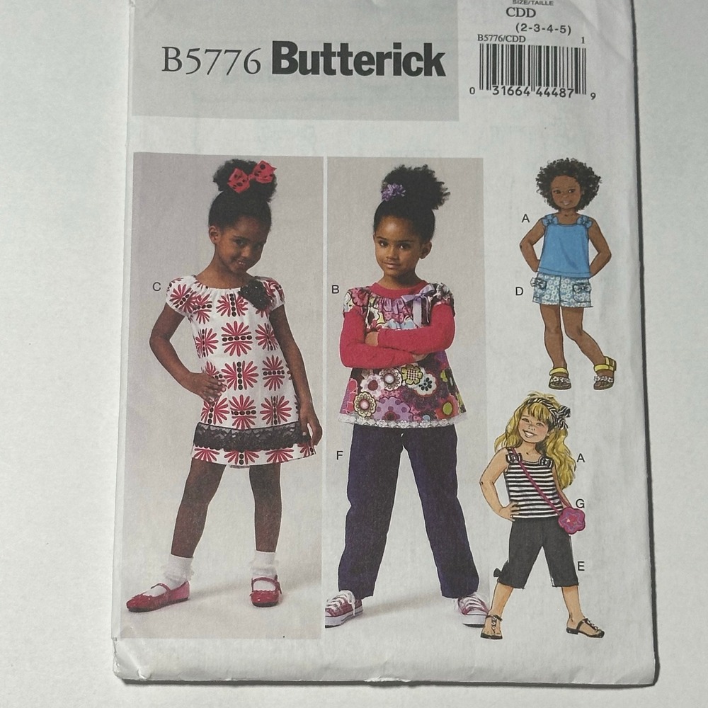 Butterick B5776 UNCUT Childrens Girls Top Dress Shorts Pants Pattern Size 2-5